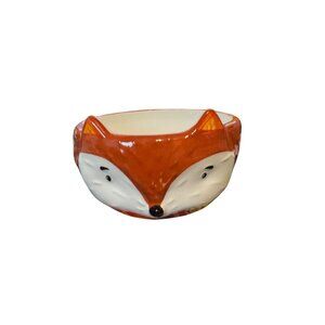 Fox-Shaped Orange & White Earthenware Bowl